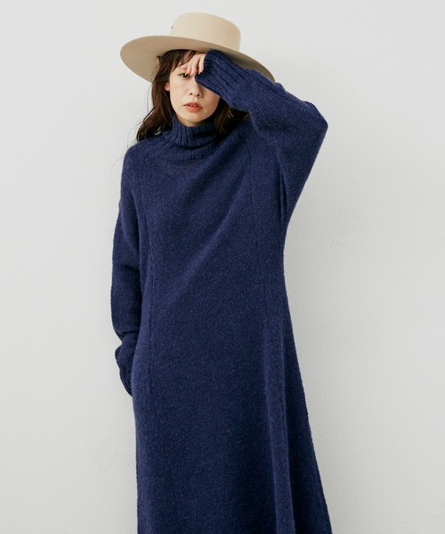 Libra Cue（リブラ キュー）の「【2020/AW】ウールブレンドロングニットワンピース（ニット/セーター・レディース・ネイビー/レッド/キャメル・FREE）」の7枚目の写真