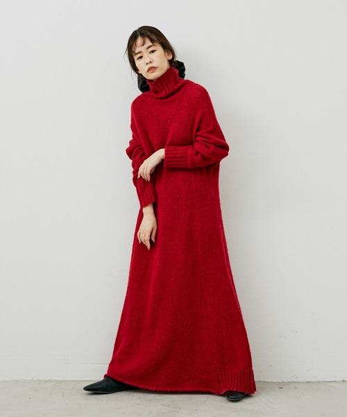 Libra Cue（リブラ キュー）の「【2020/AW】ウールブレンドロングニットワンピース（ニット/セーター・レディース・ネイビー/レッド/キャメル・FREE）」の20枚目の写真