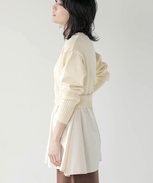 Bou Jeloud（ブージュルード）の「シャツドッキングニットチュニック（ニット/セーター・レディース・アイボリー/ネイビー/ブラック/グレー系その他・FREE）」の6枚目の写真