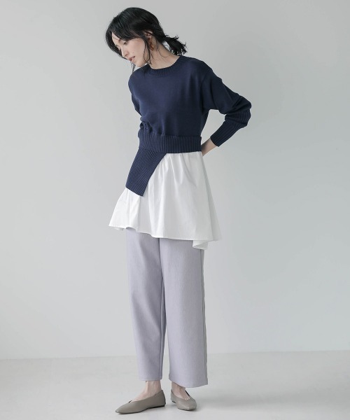 Bou Jeloud（ブージュルード）の「シャツドッキングニットチュニック（ニット/セーター・レディース・アイボリー/ネイビー/ブラック/グレー系その他・FREE）」の14枚目の写真