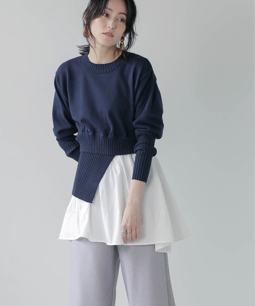 Bou Jeloud（ブージュルード）の「シャツドッキングニットチュニック（ニット/セーター・レディース・アイボリー/ネイビー/ブラック/グレー系その他・FREE）」の15枚目の写真