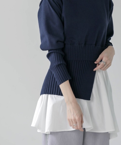 Bou Jeloud（ブージュルード）の「シャツドッキングニットチュニック（ニット/セーター・レディース・アイボリー/ネイビー/ブラック/グレー系その他・FREE）」の16枚目の写真