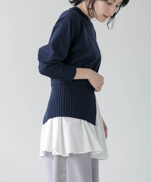 Bou Jeloud（ブージュルード）の「シャツドッキングニットチュニック（ニット/セーター・レディース・アイボリー/ネイビー/ブラック/グレー系その他・FREE）」の17枚目の写真