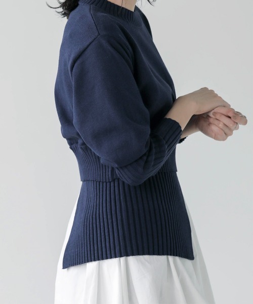 Bou Jeloud（ブージュルード）の「シャツドッキングニットチュニック（ニット/セーター・レディース・アイボリー/ネイビー/ブラック/グレー系その他・FREE）」の18枚目の写真