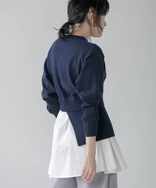 Bou Jeloud（ブージュルード）の「シャツドッキングニットチュニック（ニット/セーター・レディース・アイボリー/ネイビー/ブラック/グレー系その他・FREE）」の19枚目の写真