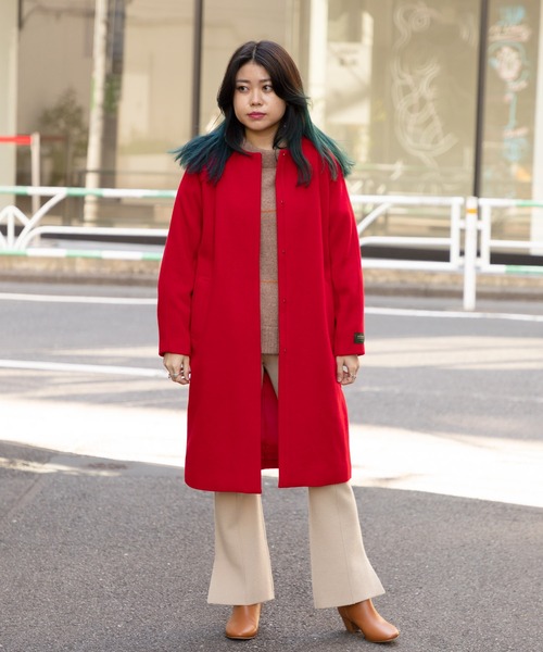 ROSE BUD ノーカラー赤コート ROSE BUD ノーカラー赤コート