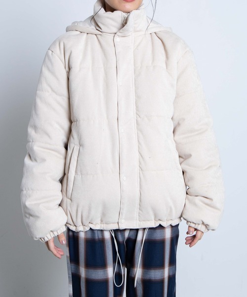 WEGO（ウィゴー）の「WEGO/コーデュロイ中綿フードジャケット（ダウンジャケット/コート・レディース・アイボリー・FREE）」の2枚目の写真