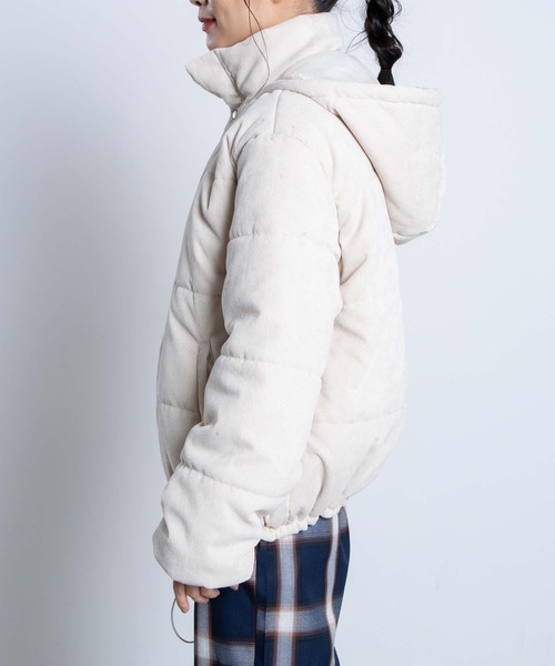 WEGO（ウィゴー）の「WEGO/コーデュロイ中綿フードジャケット（ダウンジャケット/コート・レディース・アイボリー・FREE）」の5枚目の写真