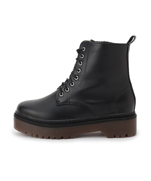 cs T&P（シーエスティーアンドピー）の「◆厚底レースアップブーツ（ブーツ・レディース・ブラック・S/M/L/LL）」の2枚目の写真