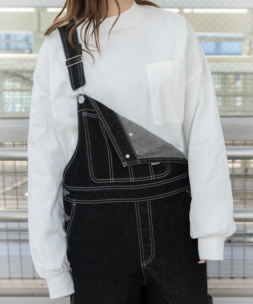 PairPair（ペアペア）の「ポケット付きベーシックロンT(ユニセックス)（Tシャツ/カットソー・レディース・サックスブルー/グレイッシュベージュ/オフホワイト/スミクロ・FREE）」の2枚目の写真