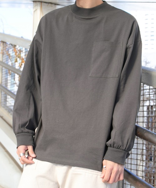 PairPair（ペアペア）の「ポケット付きベーシックロンT(ユニセックス)（Tシャツ/カットソー・レディース・サックスブルー/グレイッシュベージュ/オフホワイト/スミクロ・FREE）」の3枚目の写真