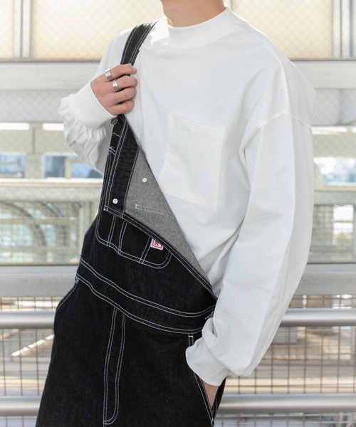 PairPair（ペアペア）の「ポケット付きベーシックロンT(ユニセックス)（Tシャツ/カットソー・レディース・サックスブルー/グレイッシュベージュ/オフホワイト/スミクロ・FREE）」の14枚目の写真