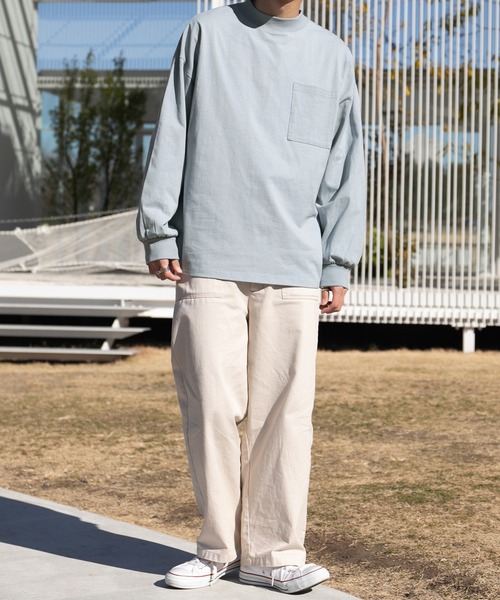 PairPair（ペアペア）の「ポケット付きベーシックロンT(ユニセックス)（Tシャツ/カットソー・レディース・サックスブルー/グレイッシュベージュ/オフホワイト/スミクロ・FREE）」の20枚目の写真