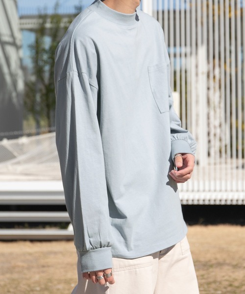 PairPair（ペアペア）の「ポケット付きベーシックロンT(ユニセックス)（Tシャツ/カットソー・レディース・サックスブルー/グレイッシュベージュ/オフホワイト/スミクロ・FREE）」の21枚目の写真