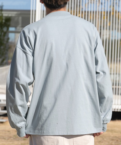 PairPair（ペアペア）の「ポケット付きベーシックロンT(ユニセックス)（Tシャツ/カットソー・レディース・サックスブルー/グレイッシュベージュ/オフホワイト/スミクロ・FREE）」の22枚目の写真