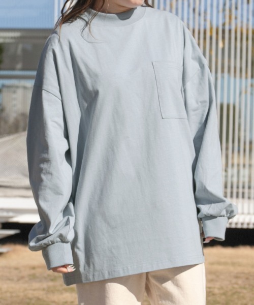 PairPair（ペアペア）の「ポケット付きベーシックロンT(ユニセックス)（Tシャツ/カットソー・レディース・サックスブルー/グレイッシュベージュ/オフホワイト/スミクロ・FREE）」の17枚目の写真