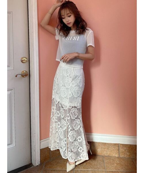 レースMIXスカート　新品試着のみ　オフホワイト レースMIXスカート 新品試着のみ オフホワイト レースMIXスカート 新品