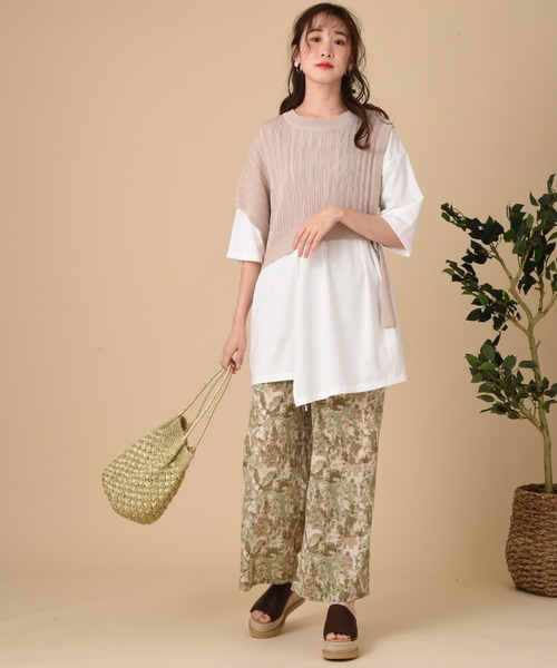 INTERPLANET（インタープラネット）の「ブラッシュプリントイージーパンツ（その他パンツ・レディース・グリーン/グレー/イエロー・FREE）」の6枚目の写真