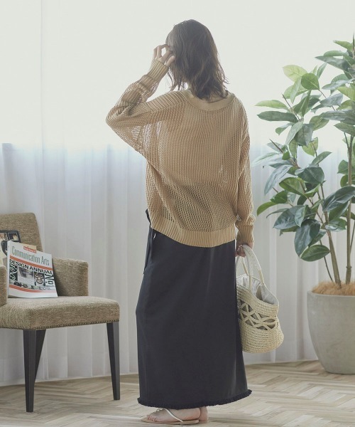 LIPSTAR（リップスター）の「透かし編みカーディガン（カーディガン/ボレロ・レディース・ブラック/ベージュ/イエロー・M）」の15枚目の写真