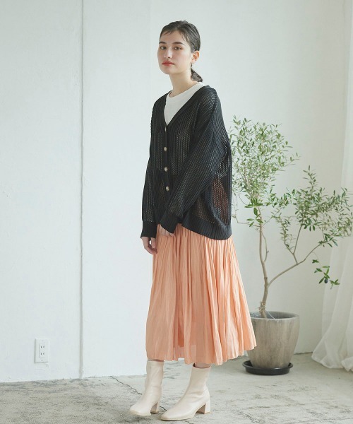 LIPSTAR（リップスター）の「透かし編みカーディガン（カーディガン/ボレロ・レディース・ブラック/ベージュ/イエロー・M）」の9枚目の写真