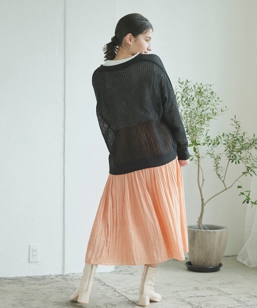 LIPSTAR（リップスター）の「透かし編みカーディガン（カーディガン/ボレロ・レディース・ブラック/ベージュ/イエロー・M）」の7枚目の写真