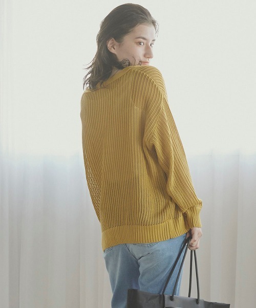 LIPSTAR（リップスター）の「透かし編みカーディガン（カーディガン/ボレロ・レディース・ブラック/ベージュ/イエロー・M）」の6枚目の写真