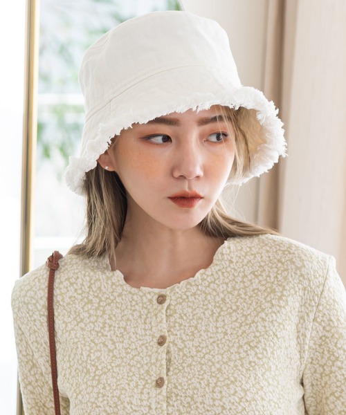 UNE MANSION(ユヌマンション)の「コットンカットオフバケットハット(ハット・レディース・ブラック/ベージュ/ホワイト・ONE SIZE)」の16枚目の写真