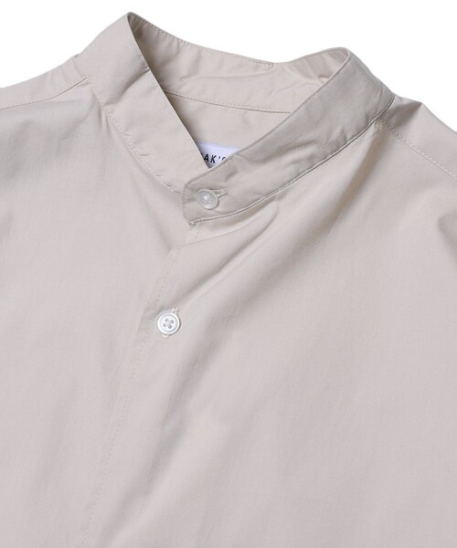 FREAK'S STORE(フリークスストア)の「WEB限定 Wide Fit ワイドフィット バンドカラー ショートスリーブシャツ/オーバーサイズ(シャツ/ブラウス・メンズ・オフホワイト/ブラック/グレイッシュベージュ/サックスブルー/ストライプ・SMALL/MEDIUM/LARGE)」の12枚目の写真