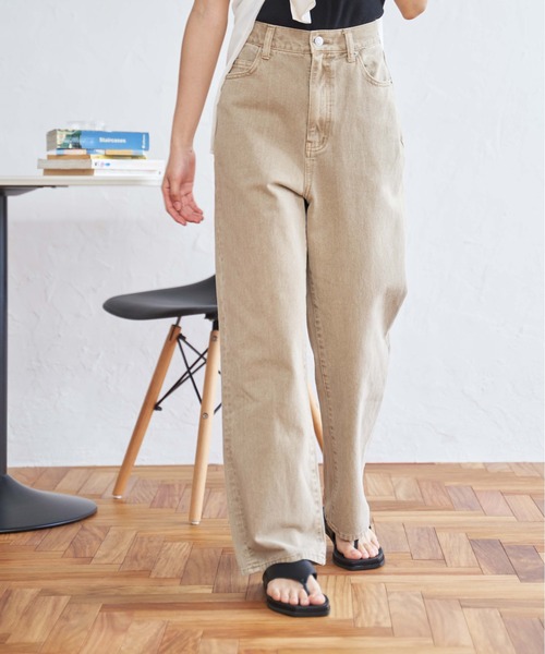 WEGO（ウィゴー）の「WEGO/【マルチサイズ】ハイウエストストレートパンツ（デニムパンツ・レディース・インディゴブルー/ホワイト系その他/グリーン系その他/ダークインディゴブルー/ブラウン/ピンク/ブラック系その他/ライトインディゴブルー/ベージュ/カーキ/ブラウン系その他/グリーン/レッド/ブラック/ケリー/ピンク系その他・SMALL/LARGE/X-SMALL/MEDIUM/MEDIUM/TALL）」の7枚目の写真