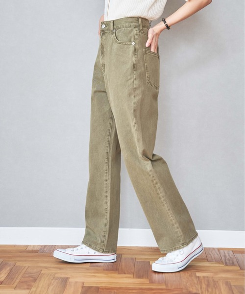 WEGO（ウィゴー）の「WEGO/【マルチサイズ】ハイウエストストレートパンツ（デニムパンツ・レディース・インディゴブルー/ホワイト系その他/グリーン系その他/ダークインディゴブルー/ブラウン/ピンク/ブラック系その他/ライトインディゴブルー/ベージュ/カーキ/ブラウン系その他/グリーン/レッド/ブラック/ケリー/ピンク系その他・SMALL/LARGE/X-SMALL/MEDIUM/MEDIUM/TALL）」の8枚目の写真