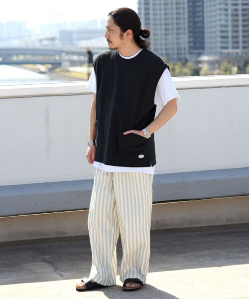 JEMORGAN(ジェーイーモーガン)の「【WEB限定/SHIPS別注】JEMORGAN: ビッグシルエット 鹿の子 ノースリーブ Tシャツ (ベスト)(Tシャツ/カットソー・メンズ・ブラック/パープル・MEDIUM/LARGE)」の9枚目の写真