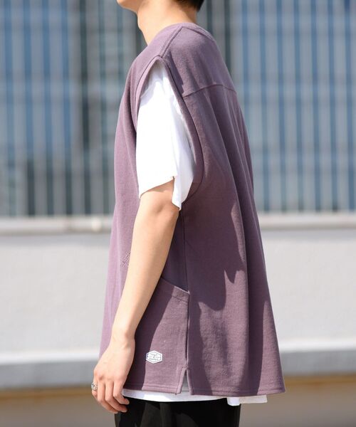 JEMORGAN(ジェーイーモーガン)の「【WEB限定/SHIPS別注】JEMORGAN: ビッグシルエット 鹿の子 ノースリーブ Tシャツ (ベスト)(Tシャツ/カットソー・メンズ・ブラック/パープル・MEDIUM/LARGE)」の11枚目の写真