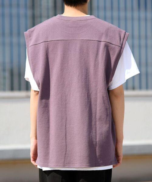 JEMORGAN(ジェーイーモーガン)の「【WEB限定/SHIPS別注】JEMORGAN: ビッグシルエット 鹿の子 ノースリーブ Tシャツ (ベスト)(Tシャツ/カットソー・メンズ・ブラック/パープル・MEDIUM/LARGE)」の15枚目の写真