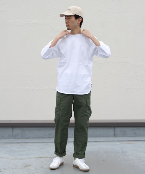 WALLA WALLA SPORT（ワラワラスポーツ）の「WALLA WALLA SPORTS /  3/4 BASEBALL TEE 七分袖（Tシャツ/カットソー・メンズ・ホワイト/カーキ/アイボリー/ブラック系その他/ホワイト×ネイビー・M/L/XL）」の9枚目の写真