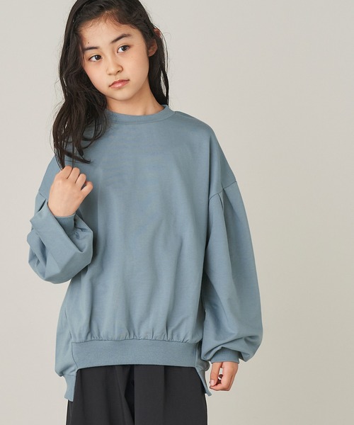 ＆yam（アンドヤム）の「プレミアムコットン バルーンスリーブプルオーバー（スウェット・キッズ・オレンジ/ブルー/パープル/グレー/ピンク/ブラック/ホワイト/ベージュ・140-150cm/130-140cm/110-120cm/120-130cm/150-160cm）」の5枚目の写真