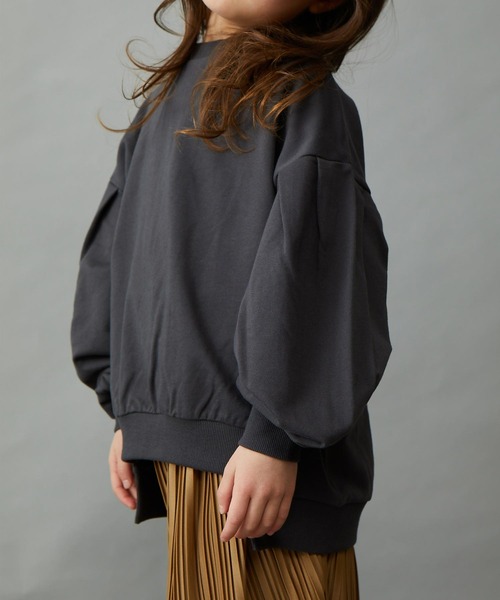 ＆yam（アンドヤム）の「プレミアムコットン バルーンスリーブプルオーバー（スウェット・キッズ・オレンジ/ブルー/パープル/グレー/ピンク/ブラック/ホワイト/ベージュ・140-150cm/130-140cm/110-120cm/120-130cm/150-160cm）」の10枚目の写真