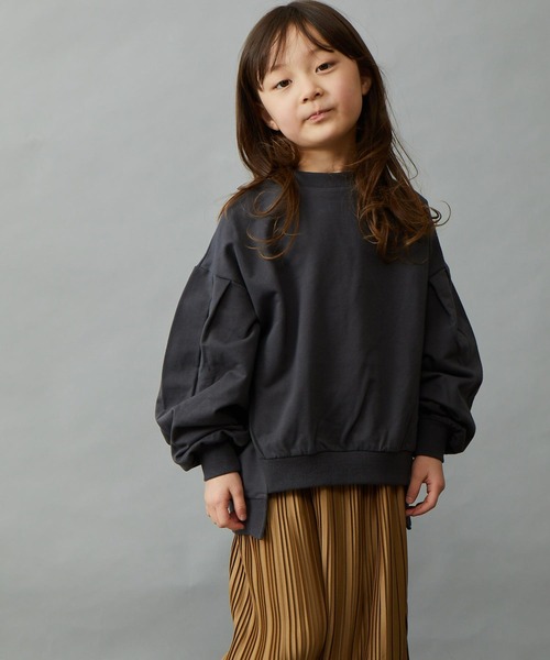 ＆yam（アンドヤム）の「プレミアムコットン バルーンスリーブプルオーバー（スウェット・キッズ・オレンジ/ブルー/パープル/グレー/ピンク/ブラック/ホワイト/ベージュ・140-150cm/130-140cm/110-120cm/120-130cm/150-160cm）」の11枚目の写真