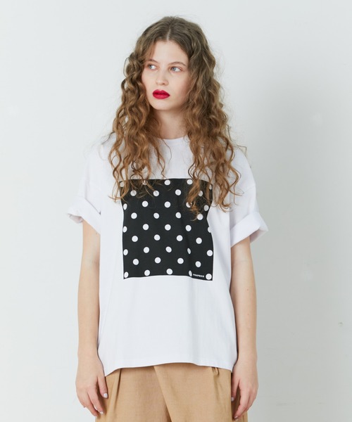 FRAPBOIS（フラボア）の「テイスドットＴ（Tシャツ/カットソー・レディース・ブラック/ホワイト・1/2）」の2枚目の写真