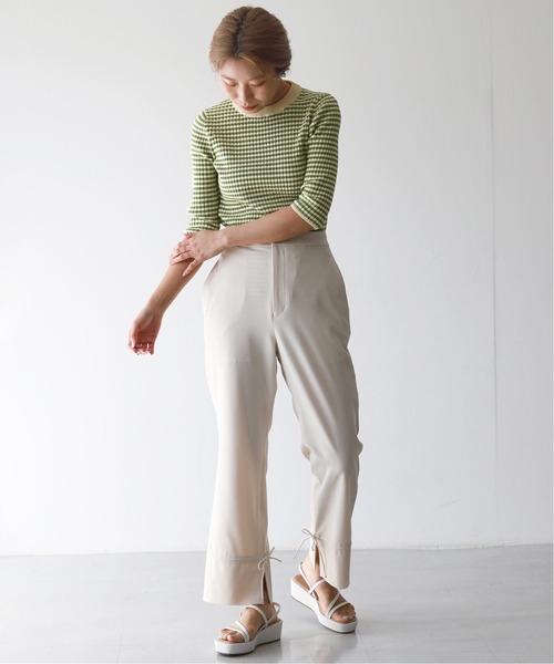 【新品未使用】SLOBE IENA 　ribbon パンツ　リボンパンツ SLOBE IENA（スローブイエナ）の「PEストレッチ 裾リボンパンツ