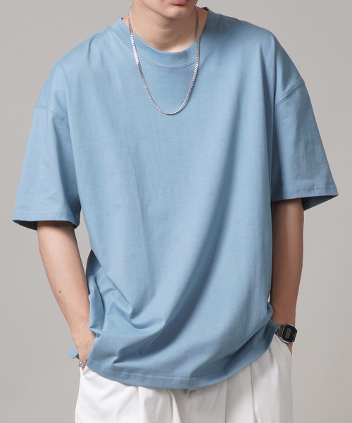 SPINNS（スピンズ）の「【ゆったりシルエット】オーバーサイズCOOL 半袖Tシャツ（Tシャツ/カットソー・メンズ・ブラック/オフホワイト/チャコール/ダークブルー・M/L）」の4枚目の写真