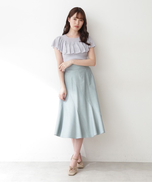 JILL STUART 美品　スティーナラッフルニット　　グレー　半袖ニット JILL by JILL STUART（ジルバイジルスチュアート）の「ラッフル