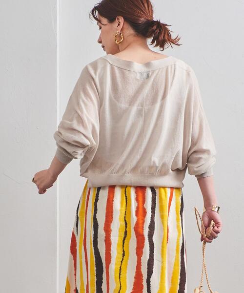 UNITED ARROWS（ユナイテッドアローズ）の「UWCC C/LI/N ドルマン ショート カーディガン◆（カーディガン/ボレロ・レディース・ブラック/ベージュ/オフホワイト・FREE）」の5枚目の写真