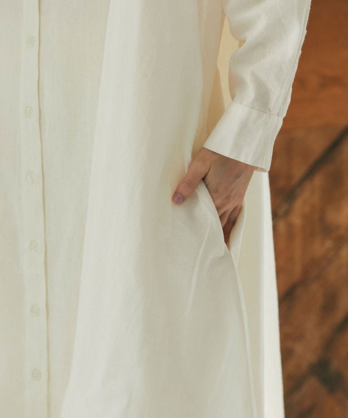 and R（アンドアール）の「コットンロングシャツワンピース（シャツワンピース・レディース・スミクロ/アイボリー・FREE）」の16枚目の写真