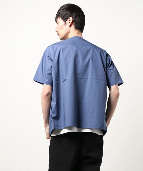 PLUS ONE（プラスワン）の「【PLUS ONE】半袖ノーカラーレイヤード（アンサンブル・メンズ・ブラック/ブルー/ベージュ・XL/L/M）」の6枚目の写真