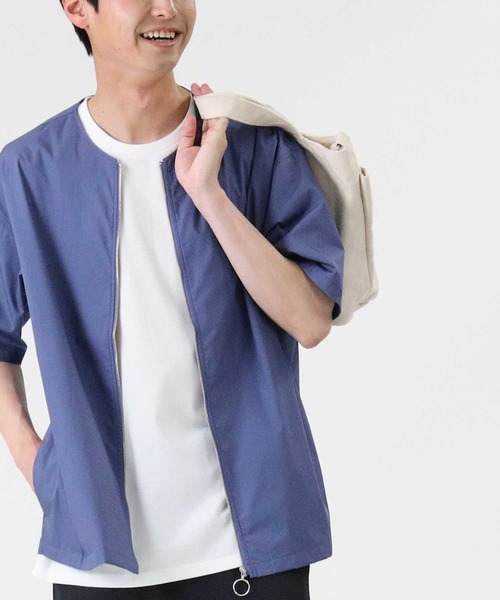 PLUS ONE（プラスワン）の「【PLUS ONE】半袖ノーカラーレイヤード（アンサンブル・メンズ・ブラック/ブルー/ベージュ・XL/L/M）」の16枚目の写真