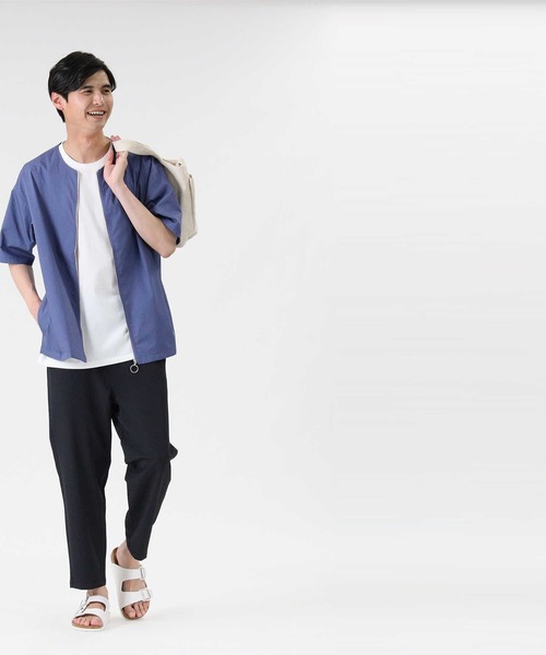 PLUS ONE（プラスワン）の「【PLUS ONE】半袖ノーカラーレイヤード（アンサンブル・メンズ・ブラック/ブルー/ベージュ・XL/L/M）」の17枚目の写真