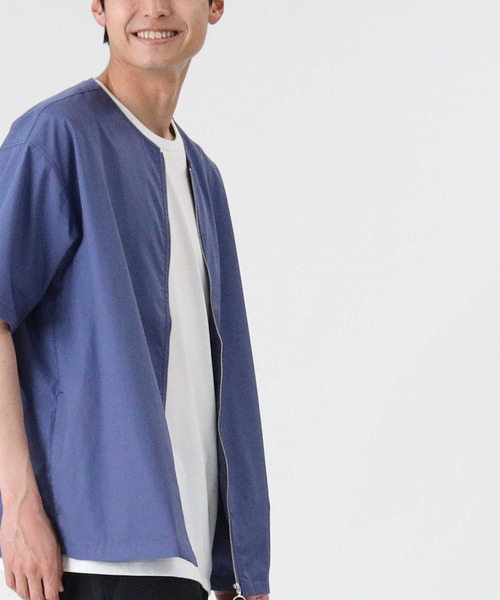 PLUS ONE（プラスワン）の「【PLUS ONE】半袖ノーカラーレイヤード（アンサンブル・メンズ・ブラック/ブルー/ベージュ・XL/L/M）」の19枚目の写真