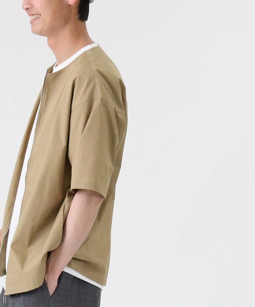 PLUS ONE（プラスワン）の「【PLUS ONE】半袖ノーカラーレイヤード（アンサンブル・メンズ・ブラック/ブルー/ベージュ・XL/L/M）」の11枚目の写真