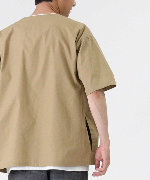 PLUS ONE（プラスワン）の「【PLUS ONE】半袖ノーカラーレイヤード（アンサンブル・メンズ・ブラック/ブルー/ベージュ・XL/L/M）」の12枚目の写真