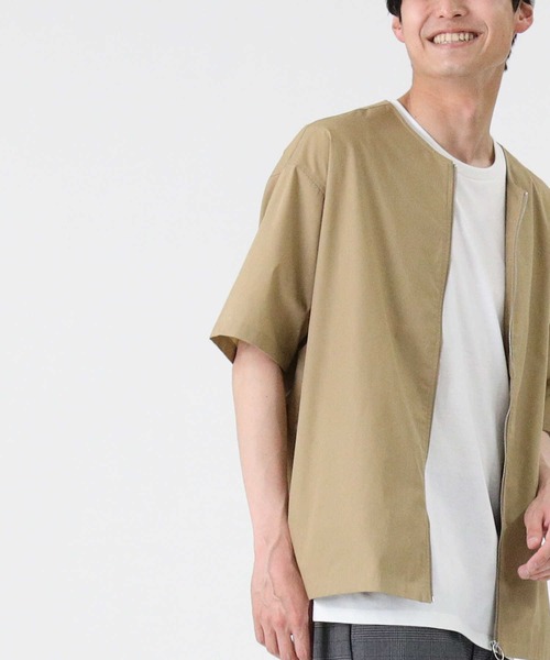 PLUS ONE（プラスワン）の「【PLUS ONE】半袖ノーカラーレイヤード（アンサンブル・メンズ・ブラック/ブルー/ベージュ・XL/L/M）」の13枚目の写真